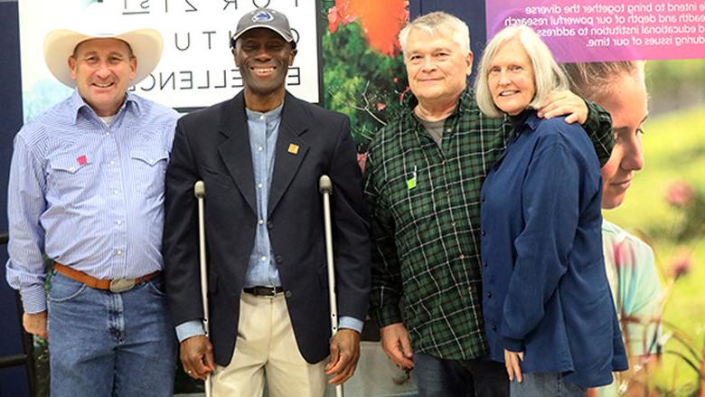 President Eric and Molly Barron with Chancellor Francis K. Achampong and Director of Development Randall Ackerman.